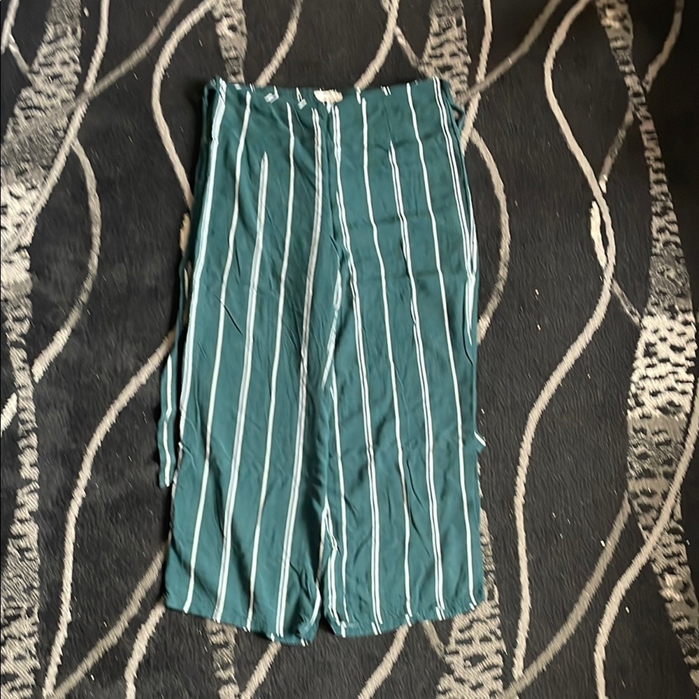 La Hearts Teal and White Striped Wide Leg Pants